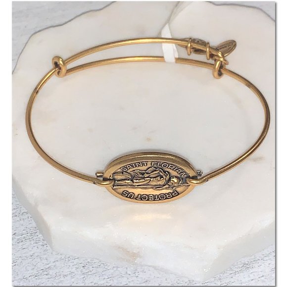 Alex and Ani Saint Florian Charm Horizontal Bangle Bracelet Gold Tag Attached - Picture 4 of 9